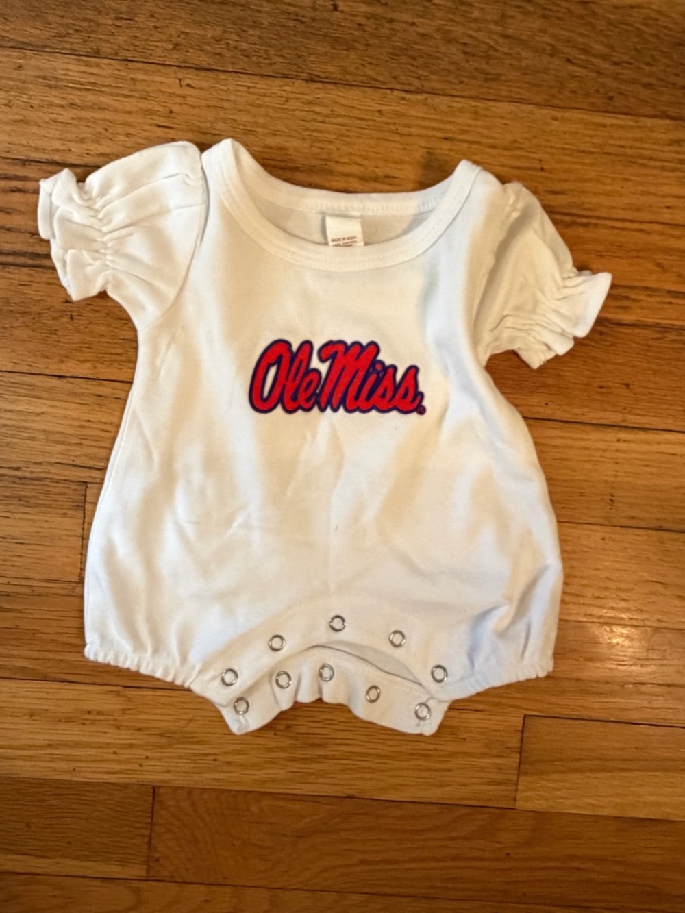 Ole Miss Infant White Onesie with Red & Blue Logo